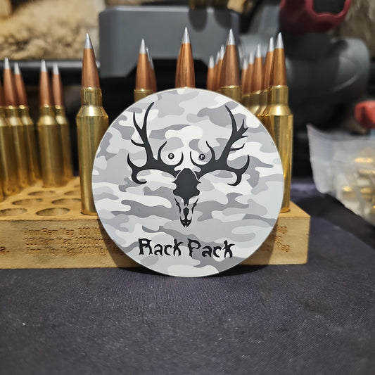 Rack Pack snow camo sticker